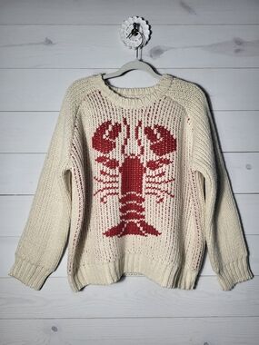 Bailey Rose Lobster Sweater Chunky Knit Nautical Cozy Old Money.